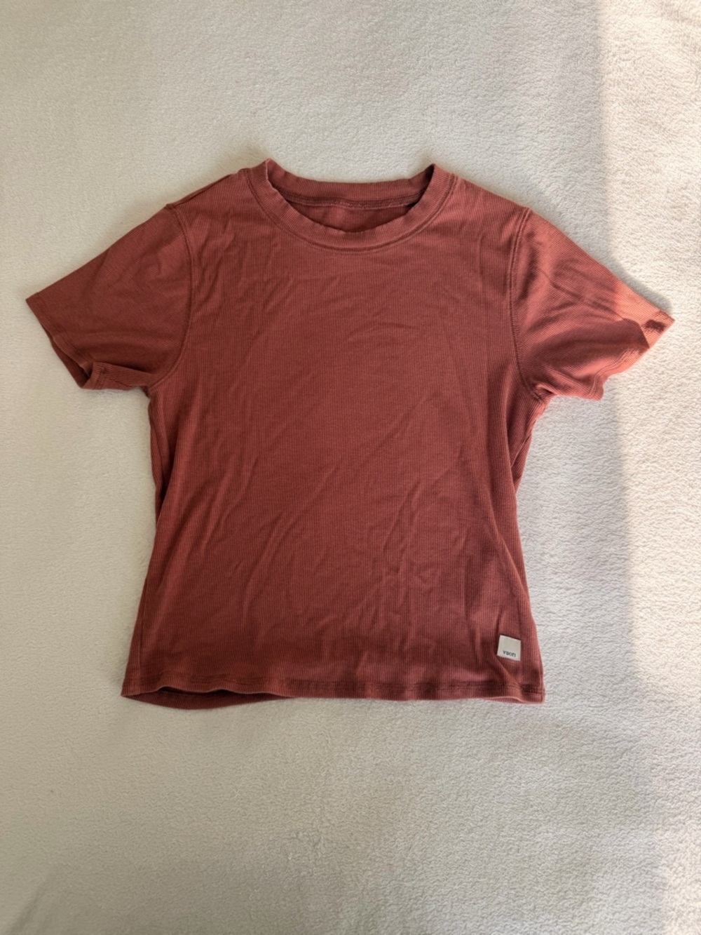 Vuori Ribbed Fitted Tee Pink Size M Short Sleeve